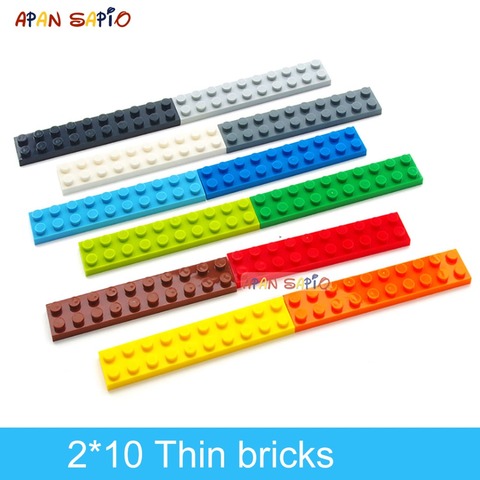 DIY bloques de construcción delgada ladrillos 2x10 puntos 6 piezas mucho 12 colores educativo creativo Compatible con Legoe los Duplos juguetes para los niños ► Foto 1/6