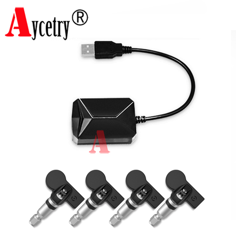 Aycetry, venta al por mayor USB TPMS para Android CAR DVD de monitoreo de presión de neumáticos de coche, 4 sensores, alarma, sistema de monitoreo de temperatura de neumáticos ► Foto 1/6