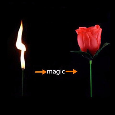 Antorcha a Flor, antorcha a Rosa, fuego, truco de magia, llama, flor que aparece, barra de mago profesional, accesorios de ilusión 82120 ► Foto 1/5
