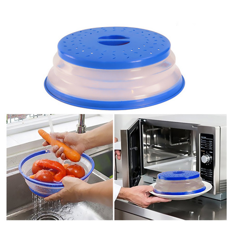 Collapsible Microwave Cover Silicone Fruit Vegetables Colander Strainer Washing Basket Folding Microwave Plate Lid Kitchen Tools ► Foto 1/6