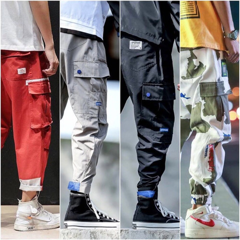 2022 hombres Multi-Bolsillo Harem Hip Pop Pantalones Streetwear Pantalones Hombre Casual pantalones Cargo de moda de los hombres ► Foto 1/6