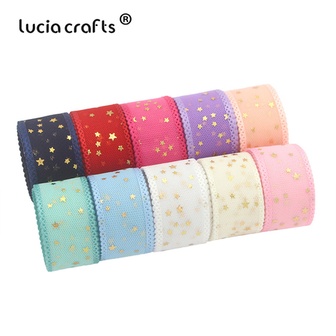 Cintas con estampado de estrellas de Organza para boda, cintas para envolver regalos para el hogar, accesorios artesanales, 5y/6y, P0106 ► Foto 1/5