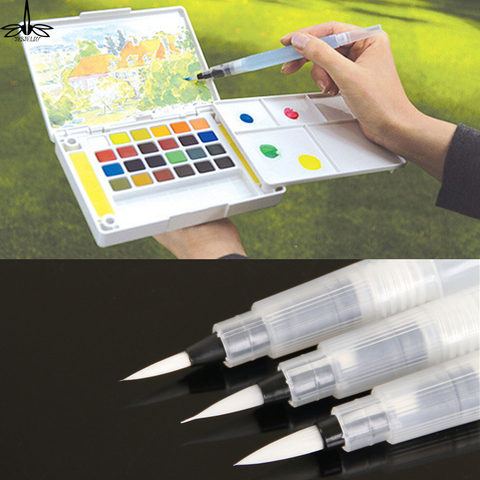 Bolígrafo de tinta de pincel de Unid agua de 1 pieza recargable para pintura de caligrafía de Color agua pluma de papelería de oficina ► Foto 1/6