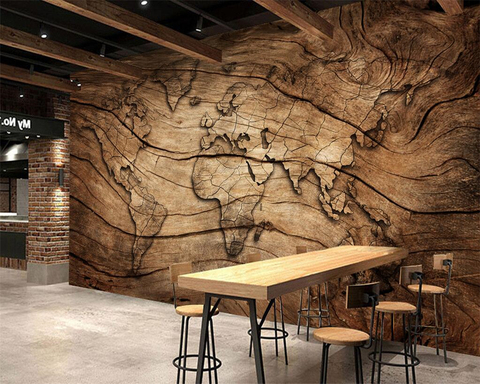 Papel pintado personalizado Beibehang mapa del mundo de madera vintage Fondo pared sala de estar mural de fondo de TV para dormitorio papel tapiz 3d ► Foto 1/3