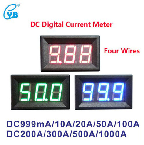 Amperímetro Digital LED YB27C, medidor de corriente CC, amperímetro Digital DC0-10A, 20A, 50A, 100A ► Foto 1/6