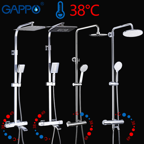 GAPPO-Conjunto de ducha termostática, grifo de lluvia caliente y fría, mezclador de ducha termostática, color negro ► Foto 1/6