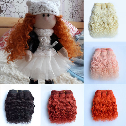 Extensiones de pelo de lana para muñeca con pelo rizado, 15cm, naranja, caqui, rosa, marrón, BJD/SD, DIY ► Foto 1/6