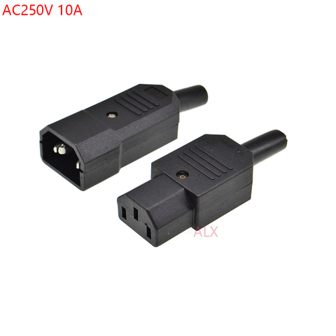 AC250V 250V 10A IEC recto conector de Cable enchufe negro mujer y hombre de alimentación enchufe reutilizable conector de cable 3 pin AC ► Foto 1/4