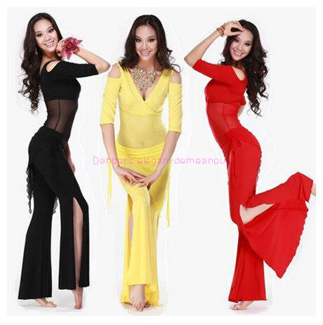 Nuevo estilo conjunto de traje de danza del vientre sexy leche seda top + Pantalones de cintura 2 uds/traje para mujeres danza del vientre establece 6 tipos de colores ► Foto 1/6