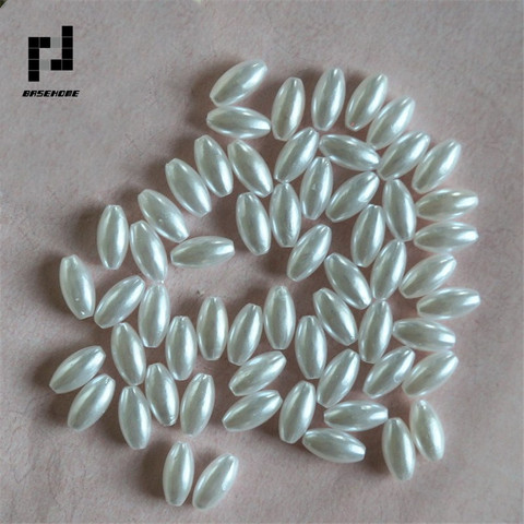 BASEHOME 200 unids/lote 4x8mm forma de arroz blanco perlas imitación artesanía Decoración Para DIY pulseras collares de la joyería ► Foto 1/5