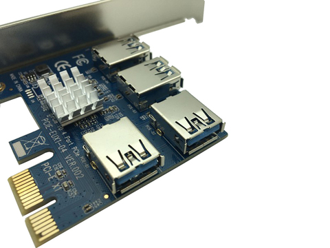 Tarjeta elevadora PCI Express, Multiplicador de ranura PCI-E de 1x a 16x1 a 4 PCIE USB 3,0, adaptador de concentrador para minería de Bitcoin, máquina BTC ► Foto 1/5