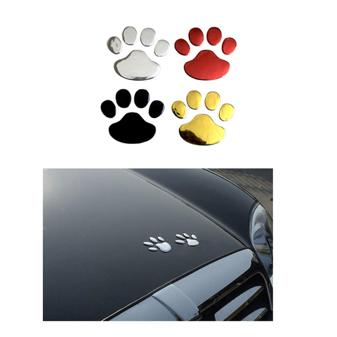 Etiqueta engomada del coche fresco diseño de la pata 3D Animal perro gato oso huellas de patas 3M pegatina pegatinas para coche plateado, dorado, Rojo ► Foto 1/6