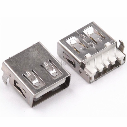 10 piezas USB tipo A puerto estándar hembra soldadura conectores conector PCB Socket USB-A Tipo 90 grados sin montura ► Foto 1/2