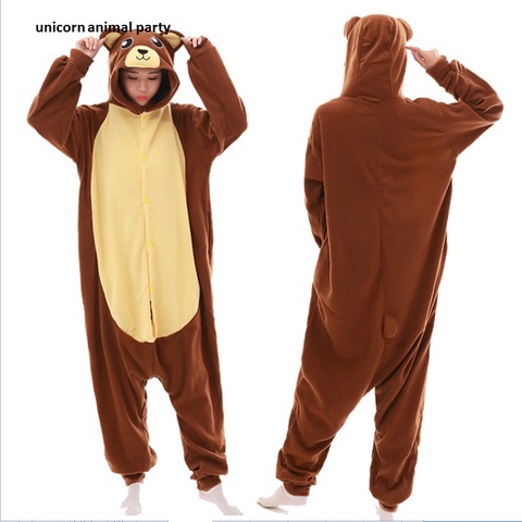 Kigurumi marrón oso onesie pijama Unisex adultos pijamas Cosplay traje de hombres y mujeres de ropa de dormir mono de disfraces de halloween ► Foto 1/6
