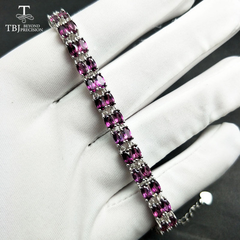 TBJ simple Natural Brasil 11ct granate rodolita de calidad superior pulsera sólida de la joyería de plata 925 para las mujeres buenos de lujo joyería ► Foto 1/1