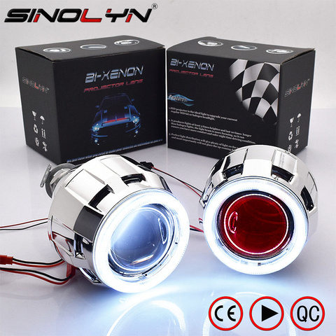 Sinolyn, lentes de faro bi-xenon, lente de proyector 2,5, Angel Devil Eyes, LED DRL Tuning para H4 H7, accesorios de luces de coche, retroadaptación ► Foto 1/6