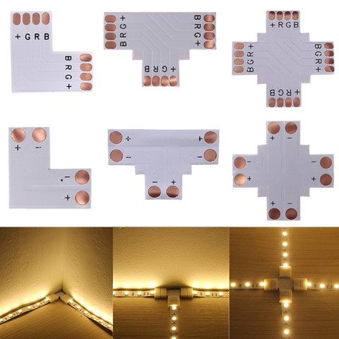 5 uds 2Pin 3Pin 4Pin 5pin 6pin LED conector 8mm 10mm 12mm L/T/X forma FPC adaptador de soldadura libre uso para 3528 2812 5050 tira RGB ► Foto 1/5