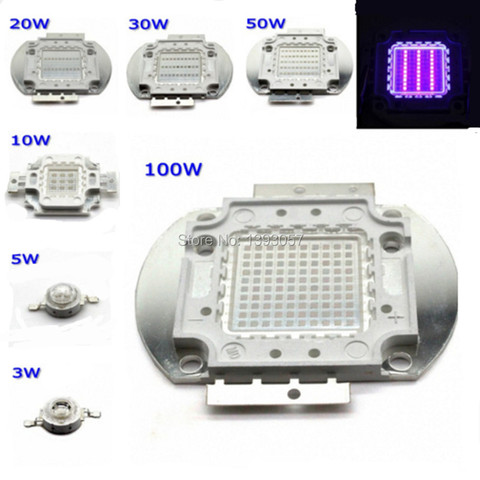 LED UV de alta potencia de 3W, 5W, 10W, 20W, 30W, 50W, 100W, luz púrpura COB 365nm, 375nm, 380nm, 385nm, 395nm, 400nm, 405nm, 415nm, ultravioleta ► Foto 1/2