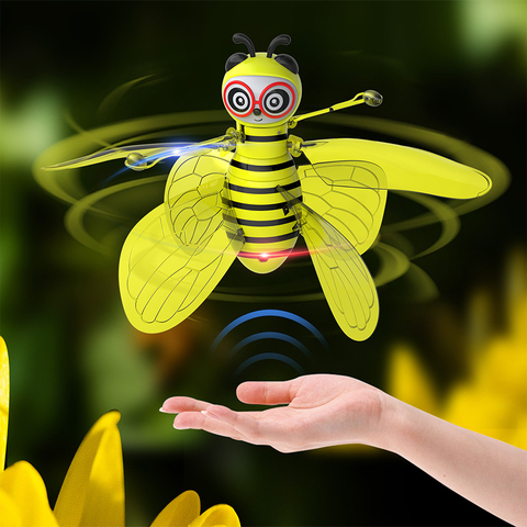 10cm Mini abeja voladora RC drone con alas Sensor de mano helicóptero de inducción modelo electrónico Quadcopter drohne juguetes para niños ► Foto 1/6