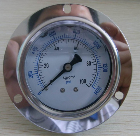 Manómetro de presión de latón YN60ZT de reborde frontal, manómetro de montaje trasero, a prueba de golpes, lleno de aceite, 2,5 