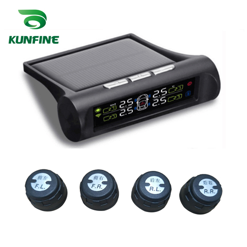 Sistema de Monitor Solar TPMS con alarma de presión de neumático de coche, pantalla LCD, 4 sensores internos/externos, sistemas de alarma, electrónica de seguridad para coche ► Foto 1/6