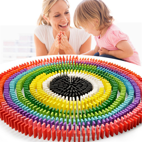 240 unids/set arco iris de madera dominó juguete de niños bebé juego de dominó educativos bloques de construcción de madera Natural juguetes regalos ► Foto 1/6