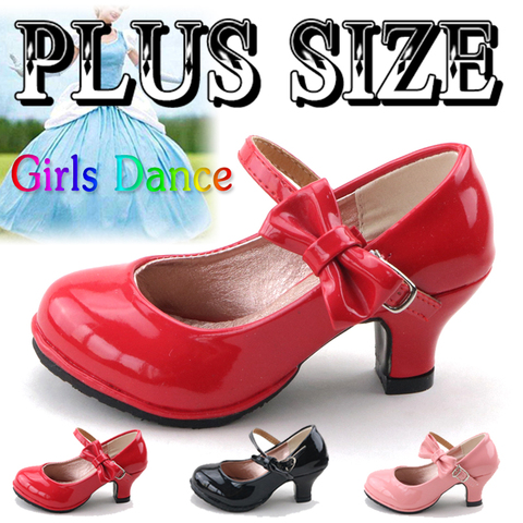 Sandalias de cuero con lazo para niñas, zapatos de tacón alto, de princesa, para otoño, 2022 ► Foto 1/6