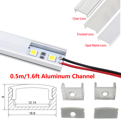 Perfil LED de aluminio superfino empotrado, sin brida, uso para tira dentro de 12mm, perfil de luz Led de aluminio, 0,5 M ► Foto 1/6