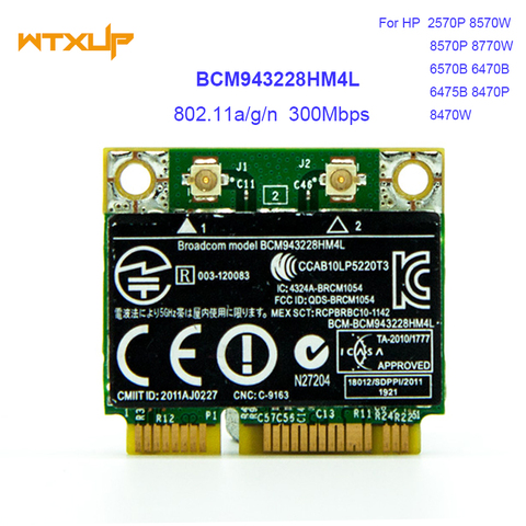 BCM943228HM4L BCM943228 300Mbps 2,4G/5GHZ 802,11/g/n de mitad de semestre Mini PCI-e inalámbrico wifi tarjeta SPS 669832-001 para 8470P 8570W 2570P ► Foto 1/3