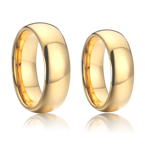 Alianzas 100% anillo de carburo de tungsteno puro para parejas, hombres y mujeres, 4/6/8mm, color dorado, banda de boda para hombre y mujer ► Foto 1/6