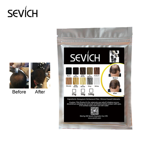 Sevich-Bolsa de recarga de 100g, productos para la pérdida de cabello, extensión calva gruesa, fibras de construcción de cabello, 10 colores de polvo para el crecimiento del cabello ► Foto 1/6