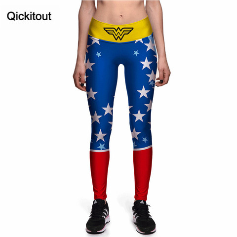 Leggings de Qickitout las mujeres de cinco estrellas rojo amarillo azul cielo águila de cintura alta Impresión Digital leggins pantalones para actividad física venta al por mayor ► Foto 1/5