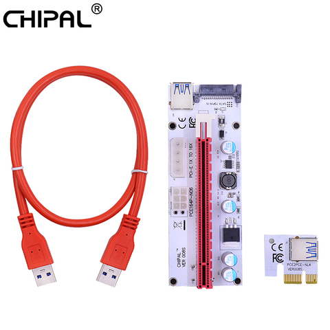 CHIPAL 60CM 100CM VER008S PCI-E tarjeta elevadora 008S PCI Express PCIe 1X a 16X adaptador 4Pin 6Pin SATA potencia para minería de Bitcoin ► Foto 1/6