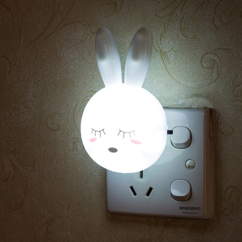 Lámpara LED nocturna con forma de conejo para chico/Bebé/niño, lámpara de noche para dormitorio, con dibujos animados, AC110-220V ► Foto 1/6