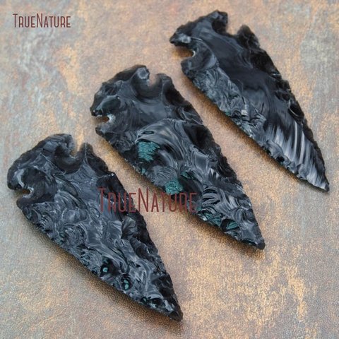 Colgante obsidiana negra, punta de flecha martillada, PM15756, 50-83mm, novedad, 10 Uds. ► Foto 1/5
