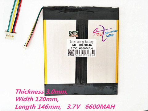 5 hilo de 30120146 de 3,7 V 6600 mAh batería de polímero de litio de MP3 MP4 batería de baterías recargables Tablet batería ► Foto 1/1