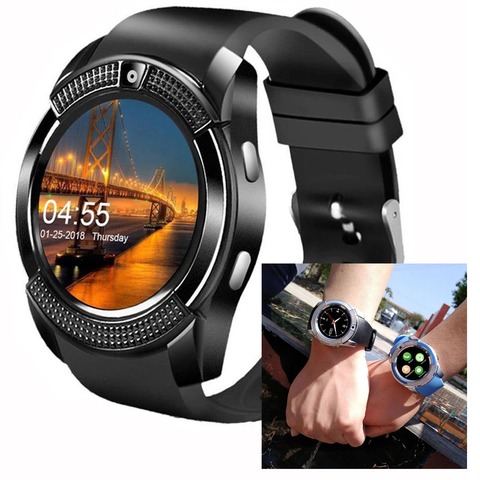 Reloj inteligente Bluetooth pantalla táctil del deporte reloj de pulsera inteligente rastreador de Fitness podómetro SIM ranura para tarjeta TF para los hombres y las mujeres ► Foto 1/6