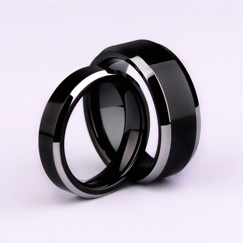 Anillo de titanio liso en 3 colores, negro, sencillo, para anillos de boda para hombres y mujeres ► Foto 1/5