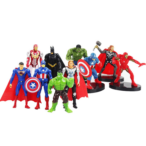 Figuras de acción de los vengadores, superhéroes de juguete de 10,5 cm, Thor, Capitán América, muñeca coleccionable en miniatura ► Foto 1/6