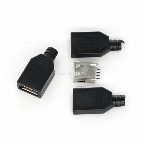 10 unids/lote-conector hembra de enchufe USB de 4 pines con cubierta de plástico negro ► Foto 1/2