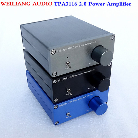 WEILIANG de AUDIO de alta fidelidad de la Clase 2,0 de Audio estéreo de Digital amplificador de potencia TPA3116 Avanzado 2*50 W Mini casa carcasa de aluminio amp ► Foto 1/6