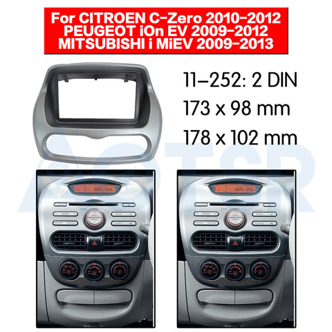 Radio Fascia 2 din para CITROEN c-zero, adaptador de marco de salpicadero de instalación, DVD, ABS, CD, para PEUGEOT iOn EV, MITSUBISHI i, MiEV ► Foto 1/4