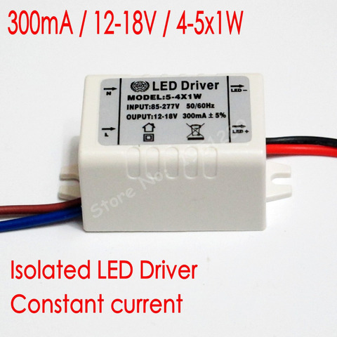 Controlador Led aislado de alta calidad 300mA 4-5x1W 4 w/5 W fuente de alimentación DC 12 V-18 V AC 110V 220V 277V para luces LED ► Foto 1/6