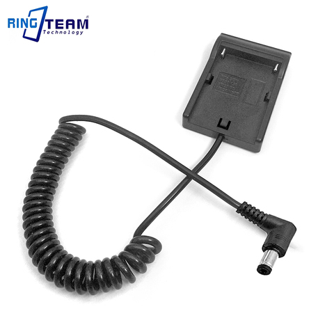 Cable espiral NP F970 F550 FM50 VW VBD1 batería Placa de adaptador DC 5,5*2,5mm conector angulado para monitor luz de la lámpara de la cámara ► Foto 1/1