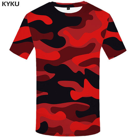 Camiseta 3d de camuflaje rojo para hombre, ropa de Anime, camisa militar, estampado Rock, camisetas góticas 3d informales ► Foto 1/6