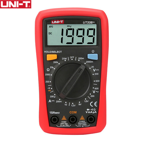 UNI-T UT33B + multímetro Digital de rango Manual del AC DC 200 mV ~ 600 V medidor de tensión de CC 10A actual probador medidor de resistencia ► Foto 1/5