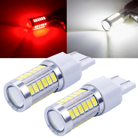 LYMOYO 2 unids Flash estroboscópico T20 LED P21/5 w BAY15D 1157 1156 ba15s 7443 5630 33SMD de freno de coche bombilla roja parpadear led cola parada luz 12 V ► Foto 1/6