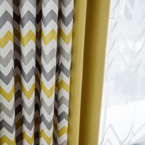 Cortinas para sala de estar con rayas amarillas, personalizadas, para dormitorio, decoración del hogar ► Foto 1/6