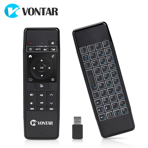 VONTAR 2,4 GHz Air Mouse teclado inalámbrico 6-Axis IR aprendizaje Control remoto con retroiluminación recargable para Android TV BOX PC ► Foto 1/6