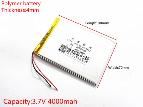 Batería de polímero de litio con tablero de protección para tableta PC de 7 pulgadas, 3,7 V, 4000MAH, 4070100 ► Foto 1/2